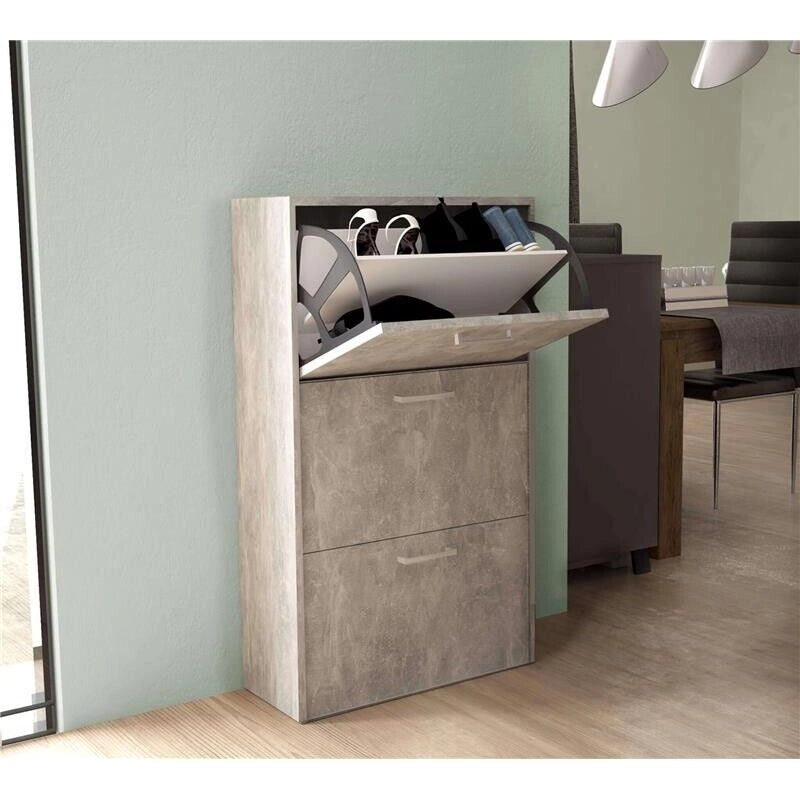 SCARPIERA MOLLY 3 ANTE A RIBALTA GRIGIO EFFETTO CEMENTO 59 X 25 X H105 CM