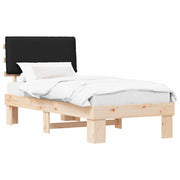 Letto singolo | Letto per adulti | Letto con Testiera Rivestita Nero 90 x 190 cm Pino massello