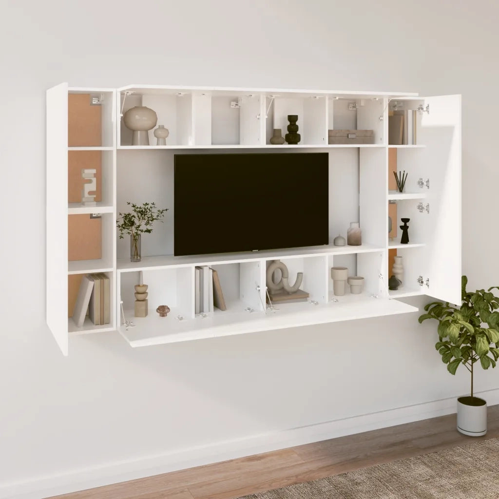 Set Mobili Porta TV 8pz Bianco in Legno Multistrato cod mxl 71081