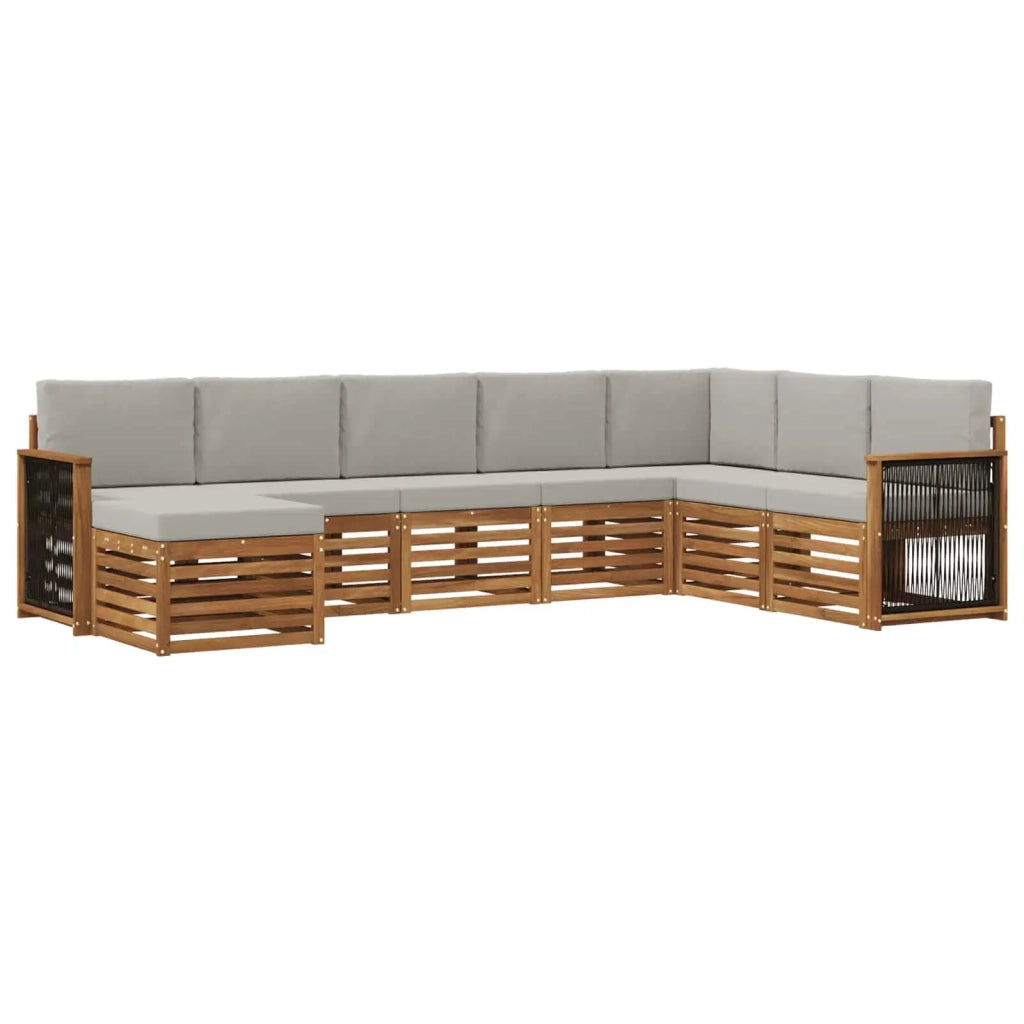 Set di divani da esterno 6 pz Naturale e Grigio Chiaro 3384712