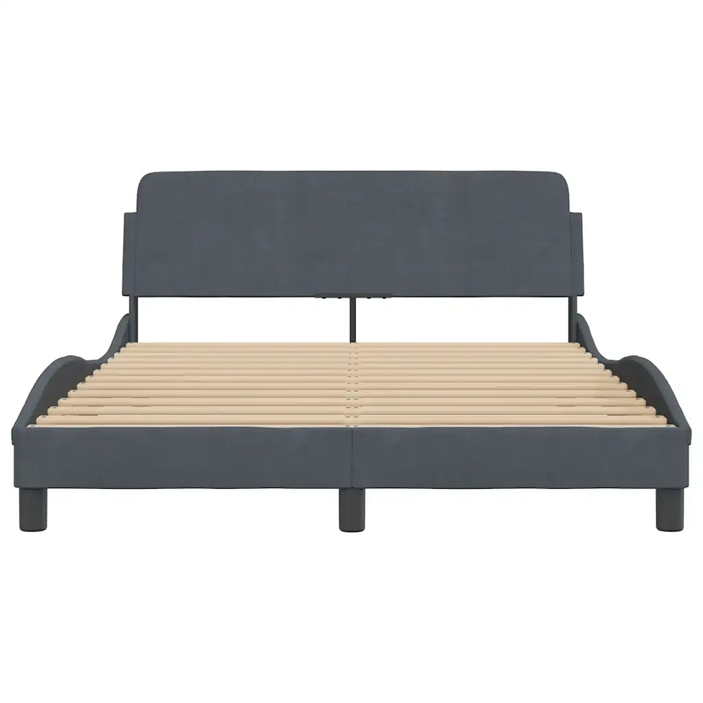 Struttura letto Dover Grigio Scuro 135x190 cm in Velluto 373329