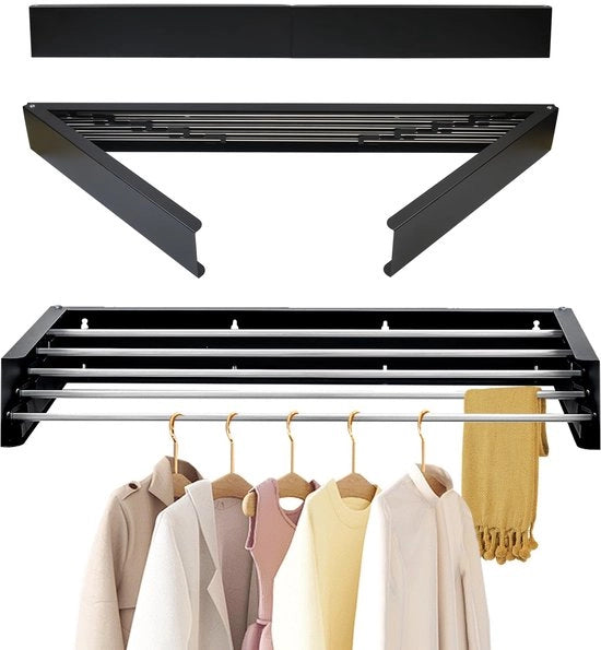 Wandgemonteerde Droogrek 80cm, Uitschuifbare Wanddroger, Opvouwbare Droogrek in RVS, Wandgemonteerde Drooglijn Opvouwbare, Capacità di carico 50 kg, per Interno e Esterno, Balcone