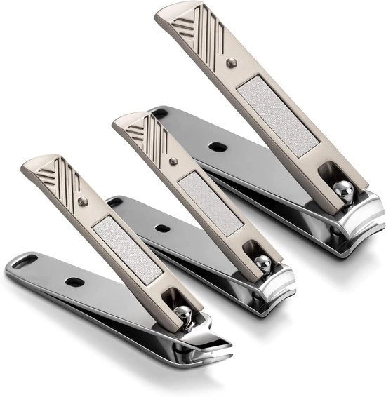 Set di forbici per unghie 3 pezzi - Forbici per unghie in acciaio inossidabile (lama diritta/lama curva/lama inclinata) - Risponde a tutte le esigenze di pedicure e manicure per uomini e donne