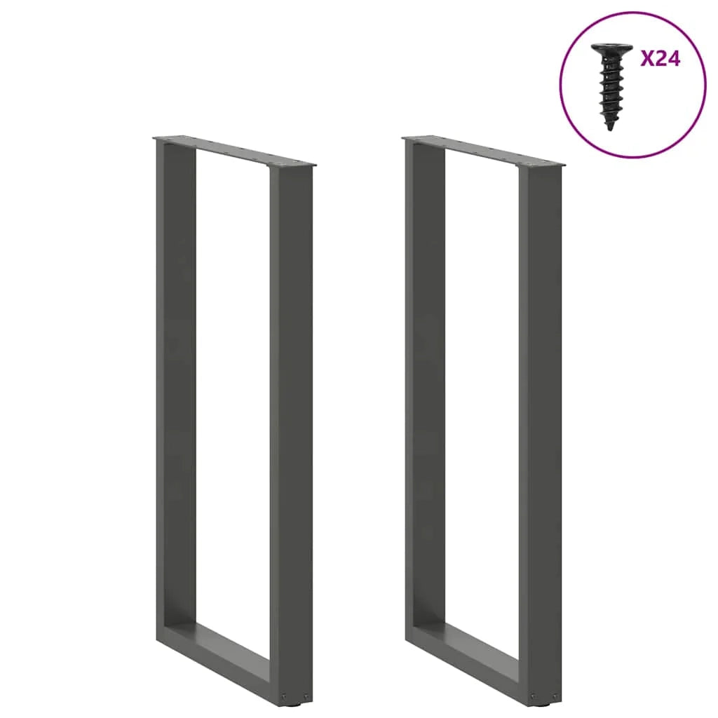 Set di 2 gambe regolabili per tavolo da bar a forma di U 60 x 110 cm design moderno maggiore stabilità acciaio antracite 02_0057490