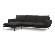 Cosmopolitan Design - Divano angolare sinistro "Vienna" 5 posti in bouclé nero 