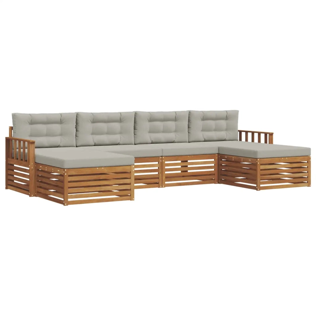 Set divani con cuscino 6 pcs Grigio Naturale e Chiaro