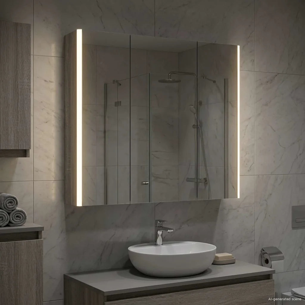 Mobiletto per specchio da bagno con lo scaffale Grigio Sonoma