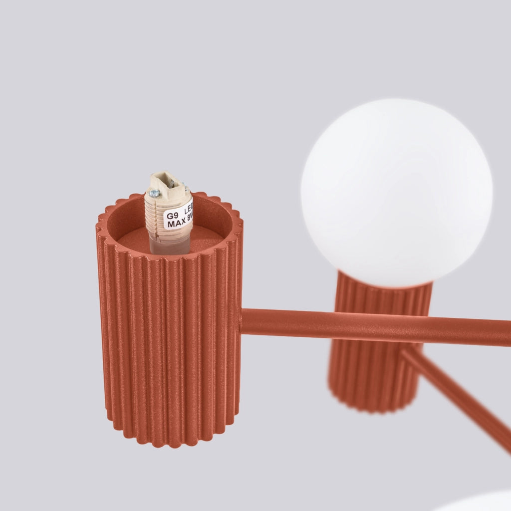 Lampadario HALO 6 rosso ocra