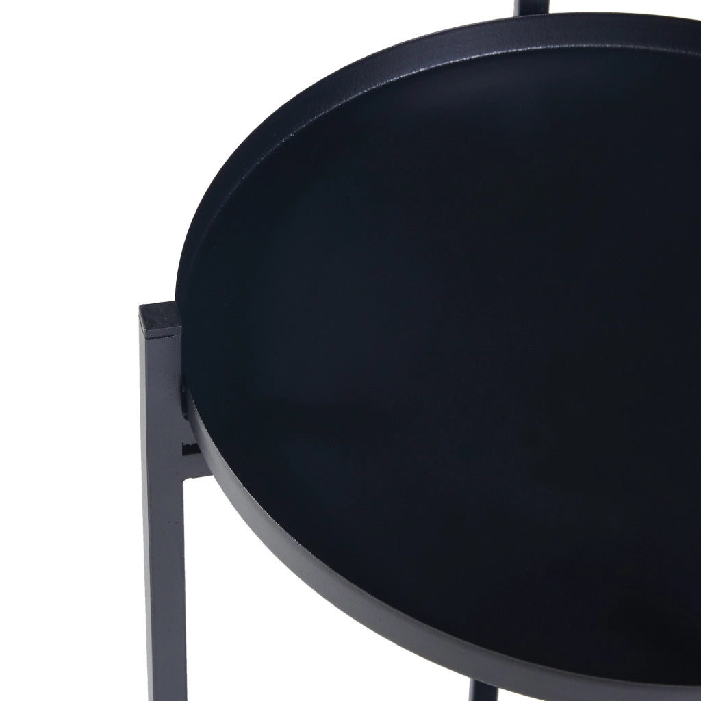 Portavasi Tuusula con 2 Sottovasi Portapiante in Metallo Nero 54 x 25 cm [en.casa]