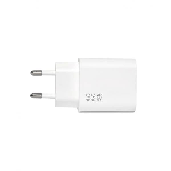 VULTECH CC-133PDCUGWH - CARICATORE UNIVERSALE 1 PORTA TYPE-C PD33 QC 3.0 GAN 33W PPS BIANCO DIMENSIONI COMPATTE
