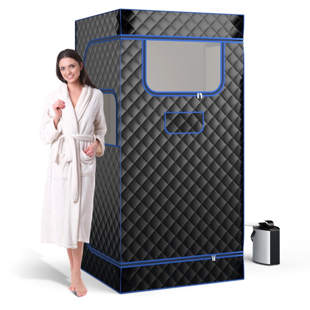 Sauna portatile a vapore per casa con generatore di vapore da 3L telecomando, Box sauna completo 1 posto Nero