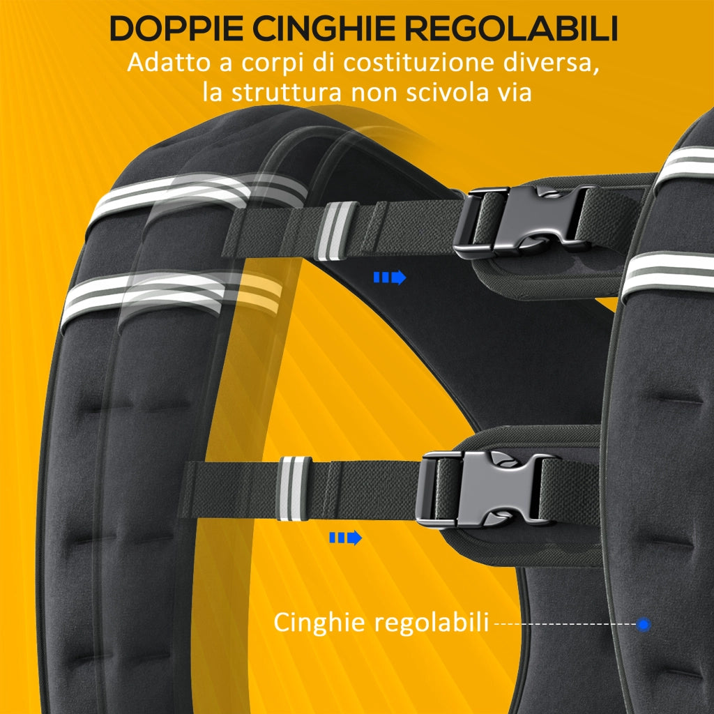 Giubbotto Zavorrato 10kg ¨C Xylo ¨C Traspirante Tasca Portaoggetti Nero 40x35cm