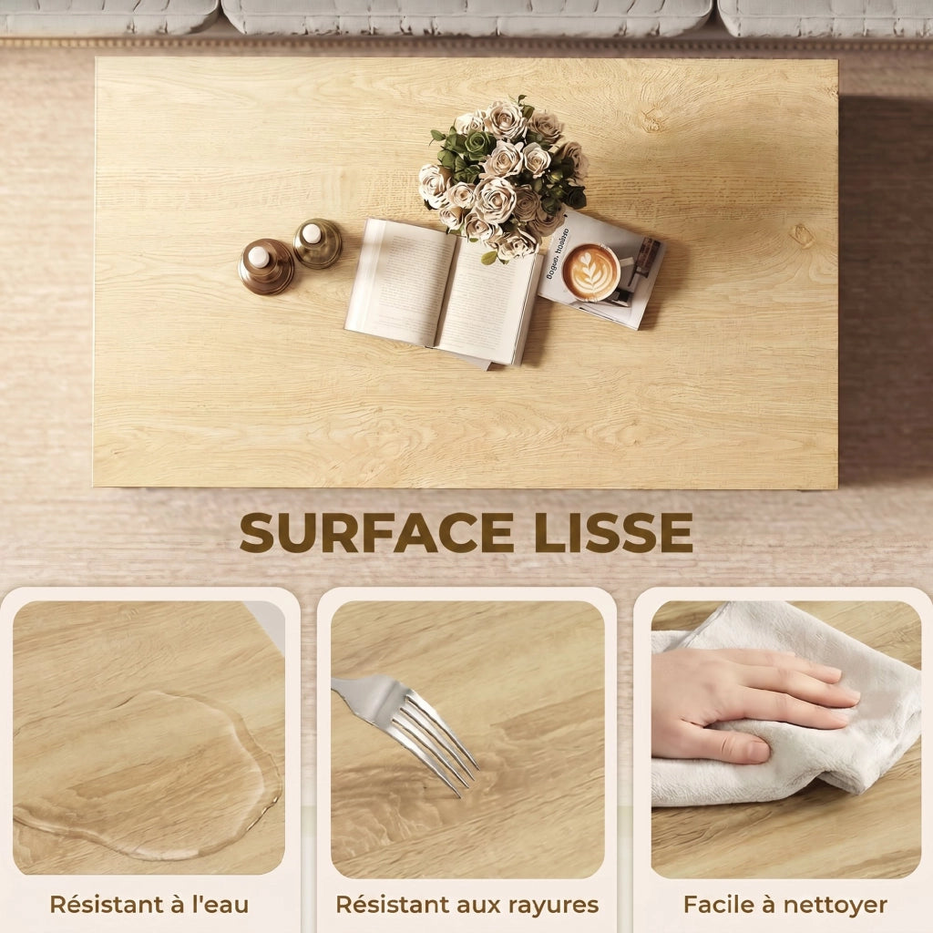 Tavolino da caff¨¨ moderno bicolore a livelli ¨C zephmum ¨C 95x55x50 cm legno naturale e nero