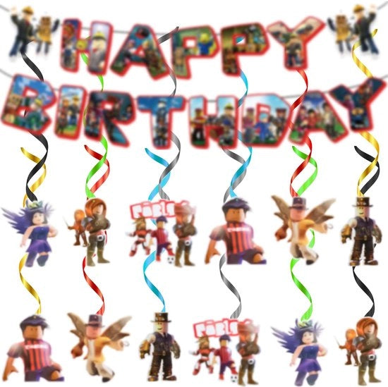 Decorazione per il compleanno - Bandiera a rotelle - Decorazione appesa - Decorazione rotante - Materiale: Cartone/PVC - Decorazione per feste