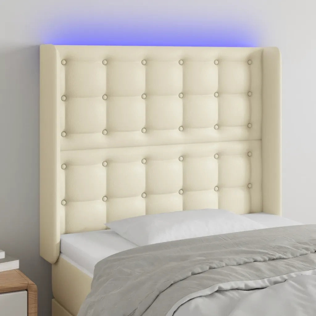 Testiera a LED crema 93x16x118/128 cm in Similpelle 3124128