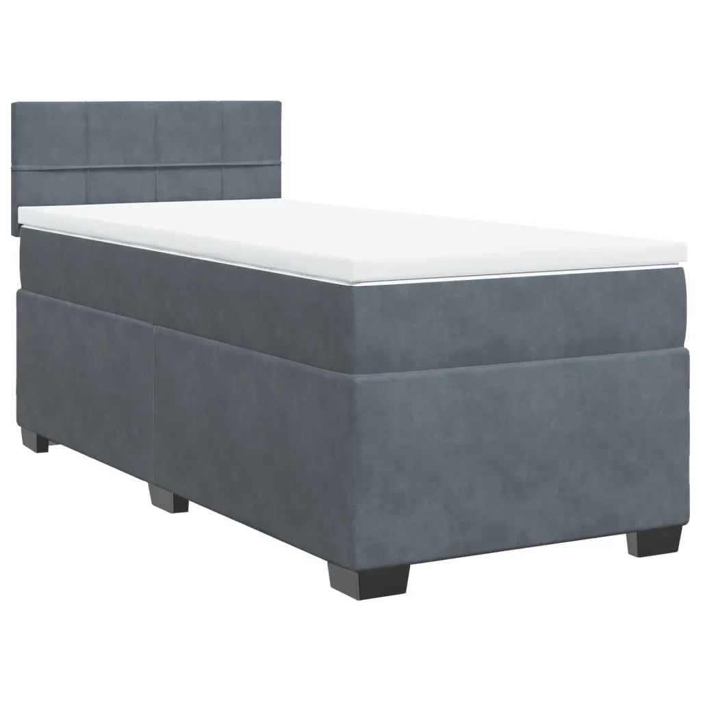 Giroletto a Molle con Materasso Grigio Scuro 90x190 cm Velluto