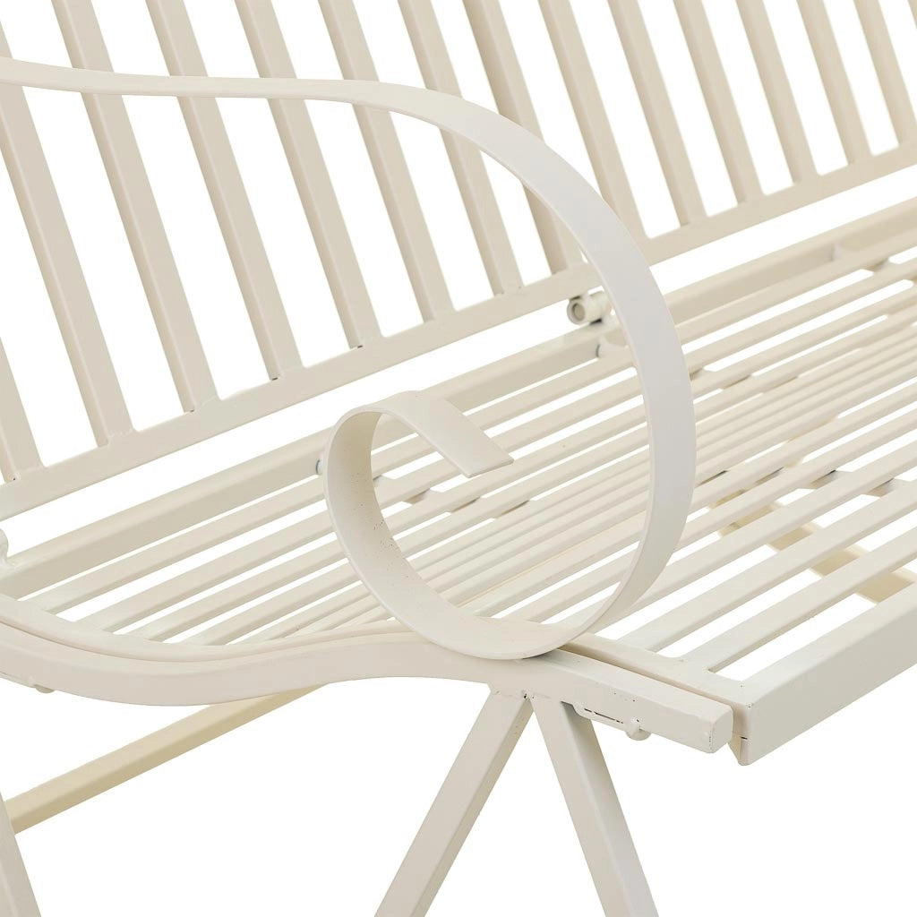 Divano a dondolo in ferro battuto bianco 116x45x91h cm