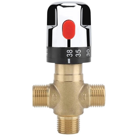Mangiatore di acqua con termostato - Cassetta in ottone - Interruttore di sicurezza 38℃ - Per vasca da bagno/douche/wc - Facile da installare - Pressione dell'acqua 0,03-1,0 MPa - Mangiatore di acqua