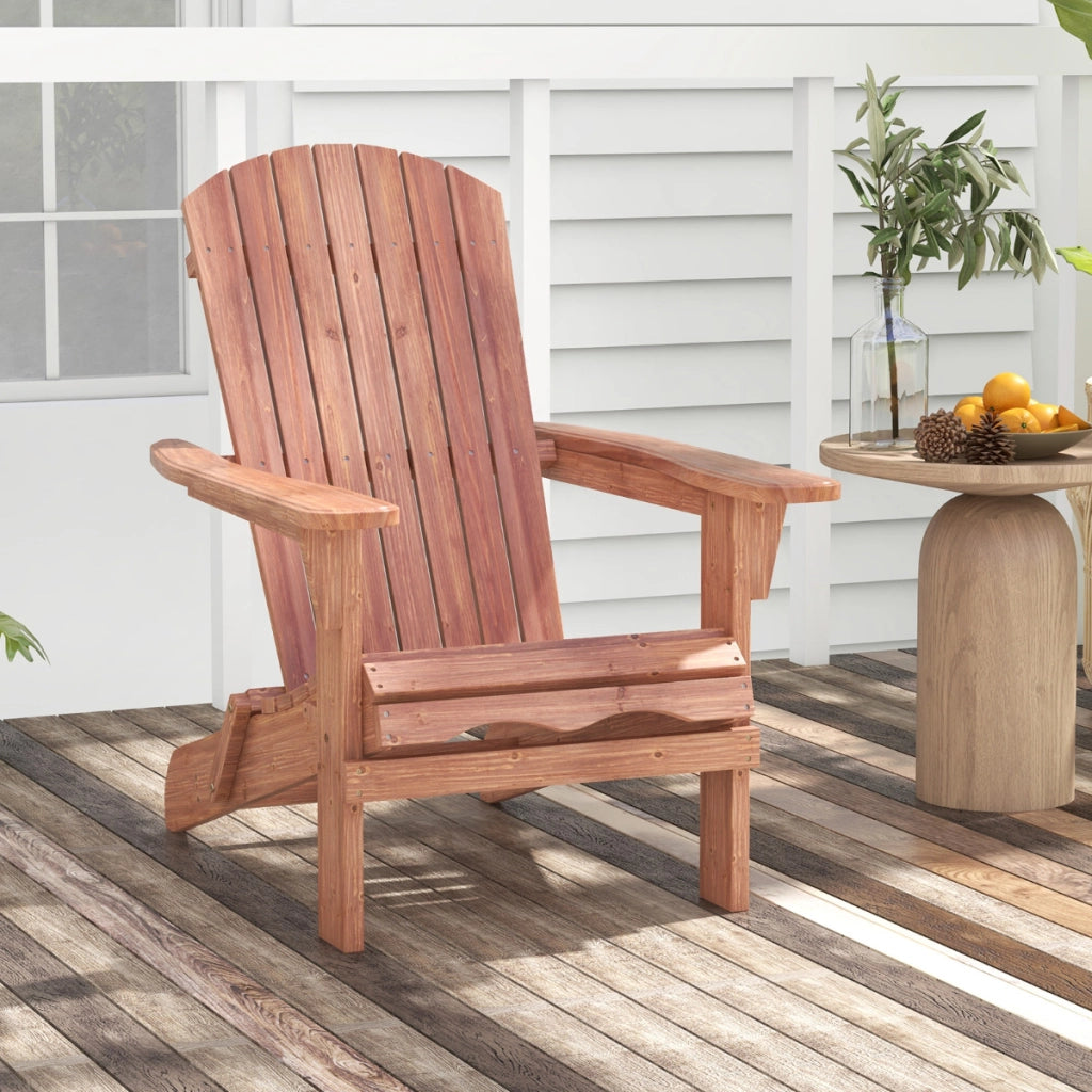 Sedia pieghevole con schienale alto ampi braccioli carico di 180kg, Sedia adirondack da soggiorno in legno Marrone-Sedie da esterno