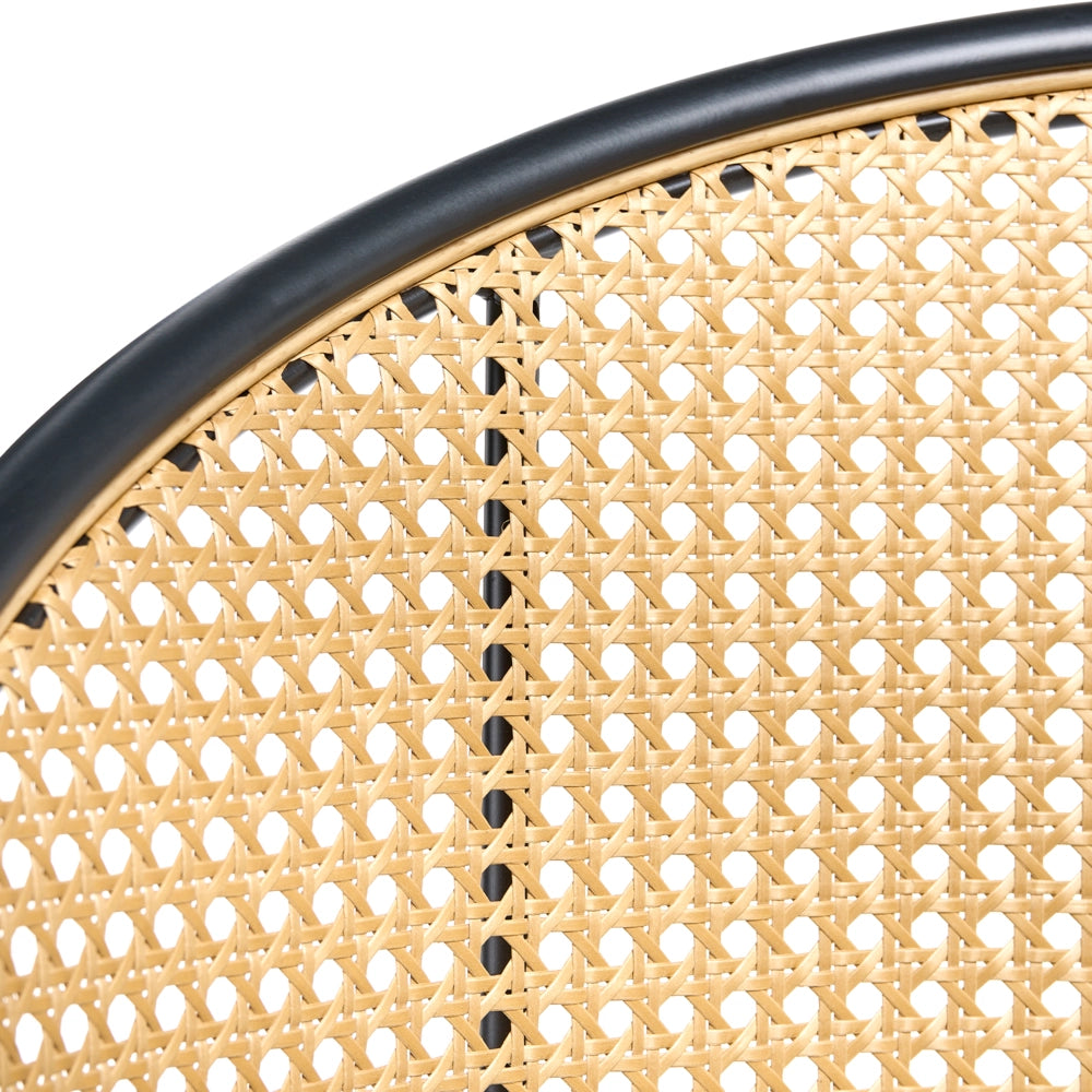 Sedia da ufficio in similpelle nero con schienale in rattan PE girevole, altezza regolabile, con braccioli, per casa, ufficio, studio, tradizionale