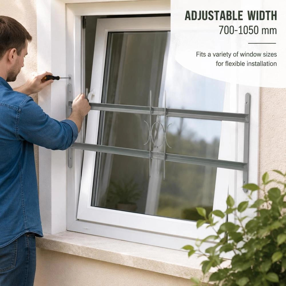Adjustable Window Grille With 2 Crossbars 700-1050 Mm