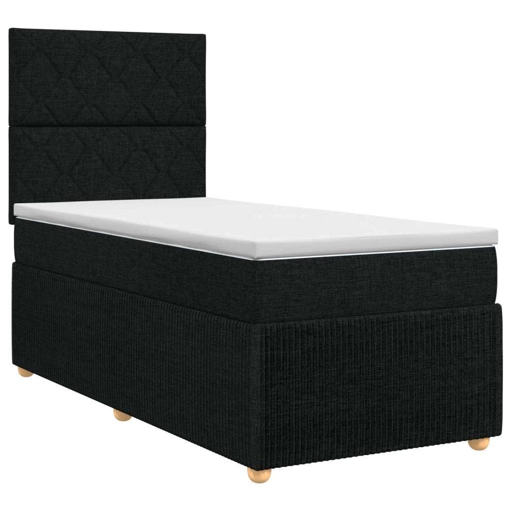 Letto box spring con materasso Nero 80 x 200 cm Tessuto 3454272