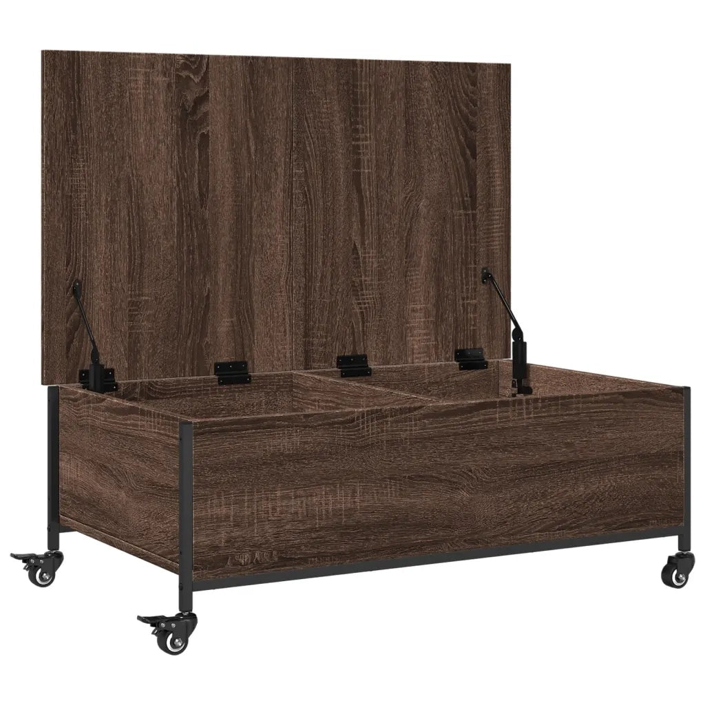 Tavolino con Ruote Rovere Marrone 91x55x34 cm Legno Multistrato