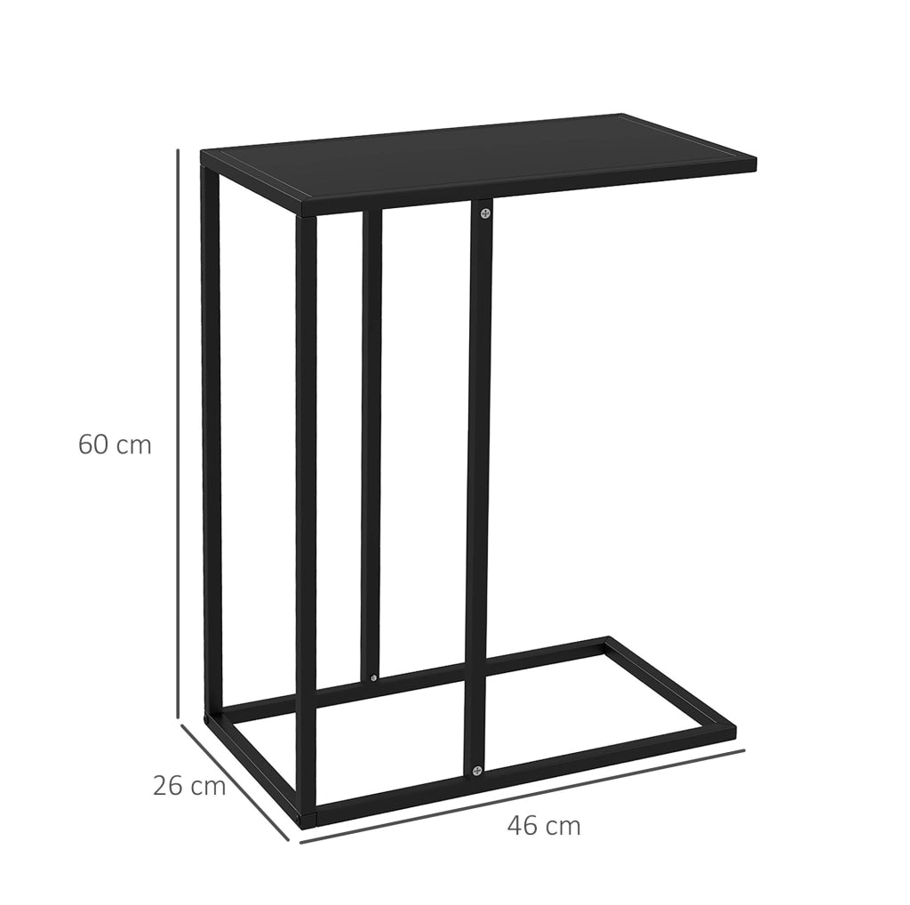 Tavolino laterale ULEVR a C 46x26x60 cm in acciaio nero, supporto per laptop e divano