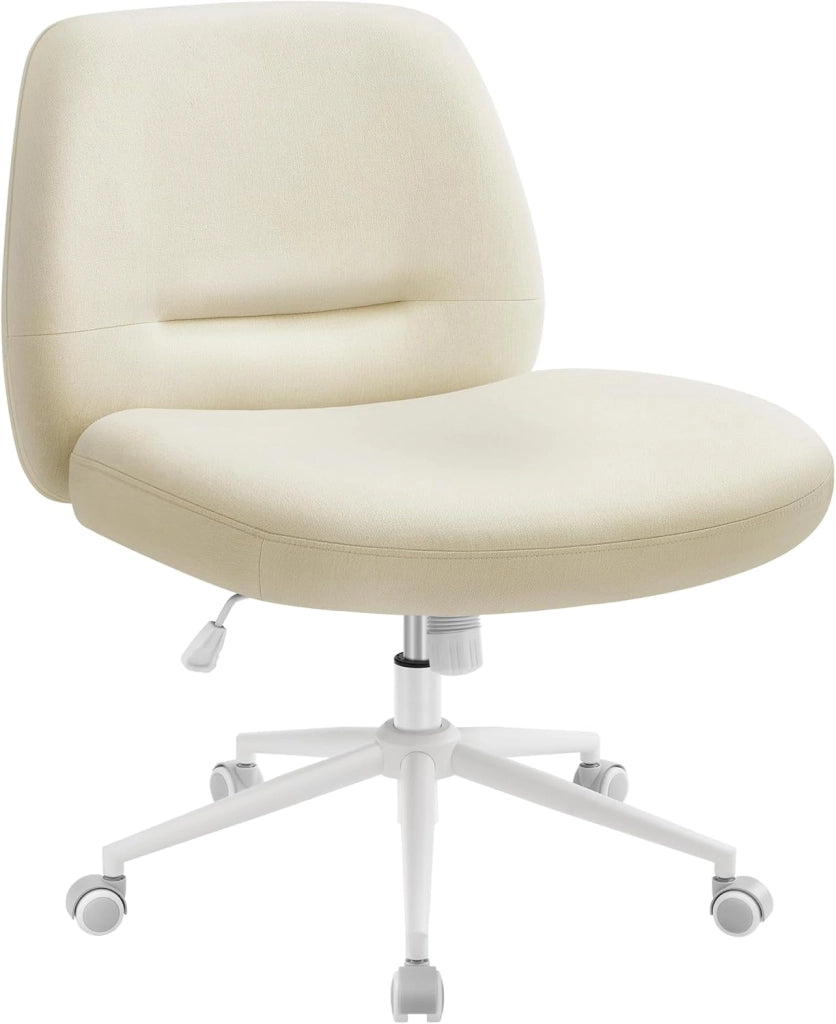 SONGMICS HOME Sedia da Ufficio, Sedia da Studio Girevole, Stile Contemporaneo con Base a Stella, Seduta Ampia e Confortevole, Altezza Regolabile, Tessuto Cotone-lino, Grigio Tortora OBG047G01
