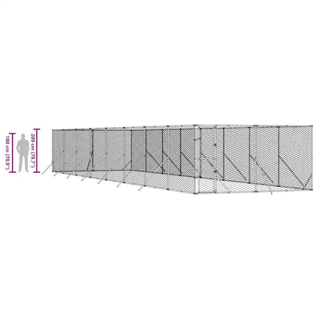 Cuccia per Cani da Esterno Argento 4x16x2 m in Acciaio Zincato 3190458