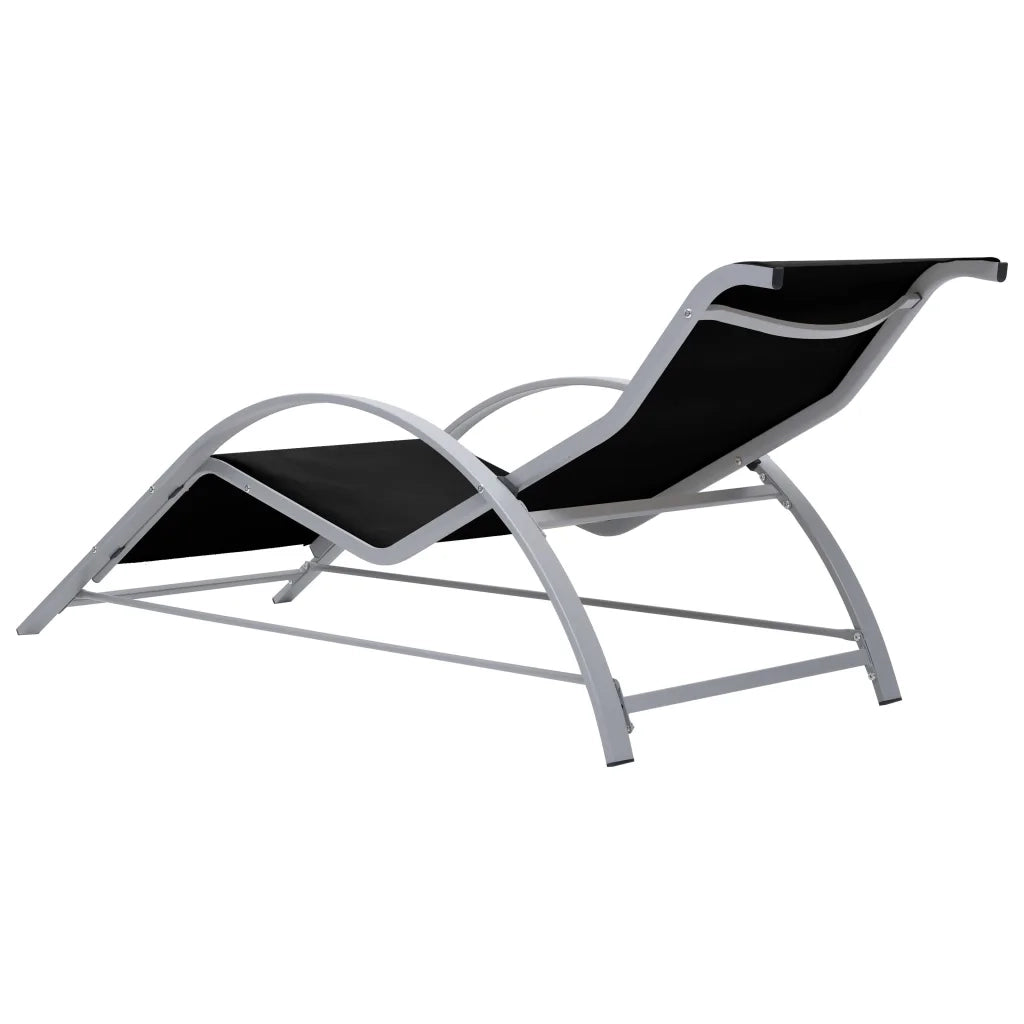 Lettini Prendisole con Tavolino 2 pz in Alluminio Nero 310534