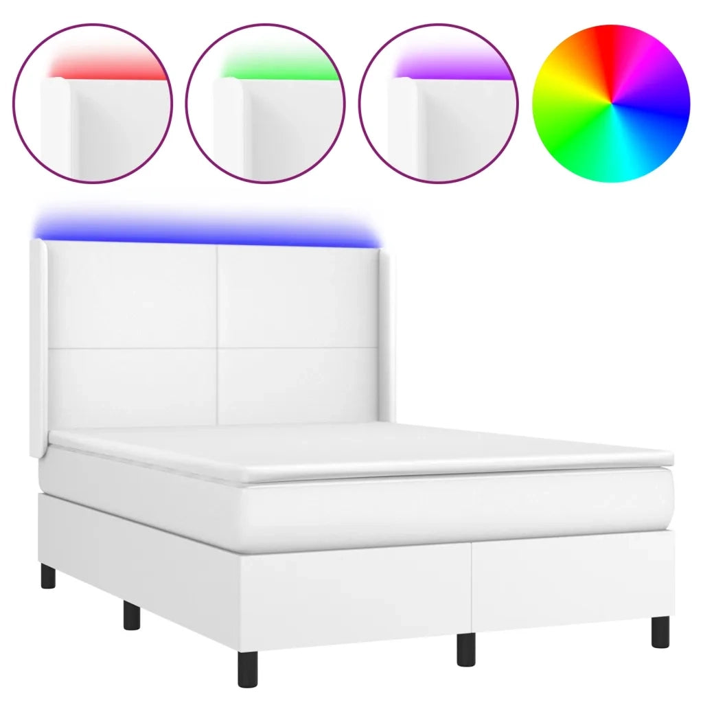 Giroletto Molle con Materasso e LED Bianco 140x190cm Similpelle 3139260