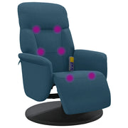 Poltrona Reclinabile Massaggiante | Sedia Relax con Poggiapiedi Blu Velluto