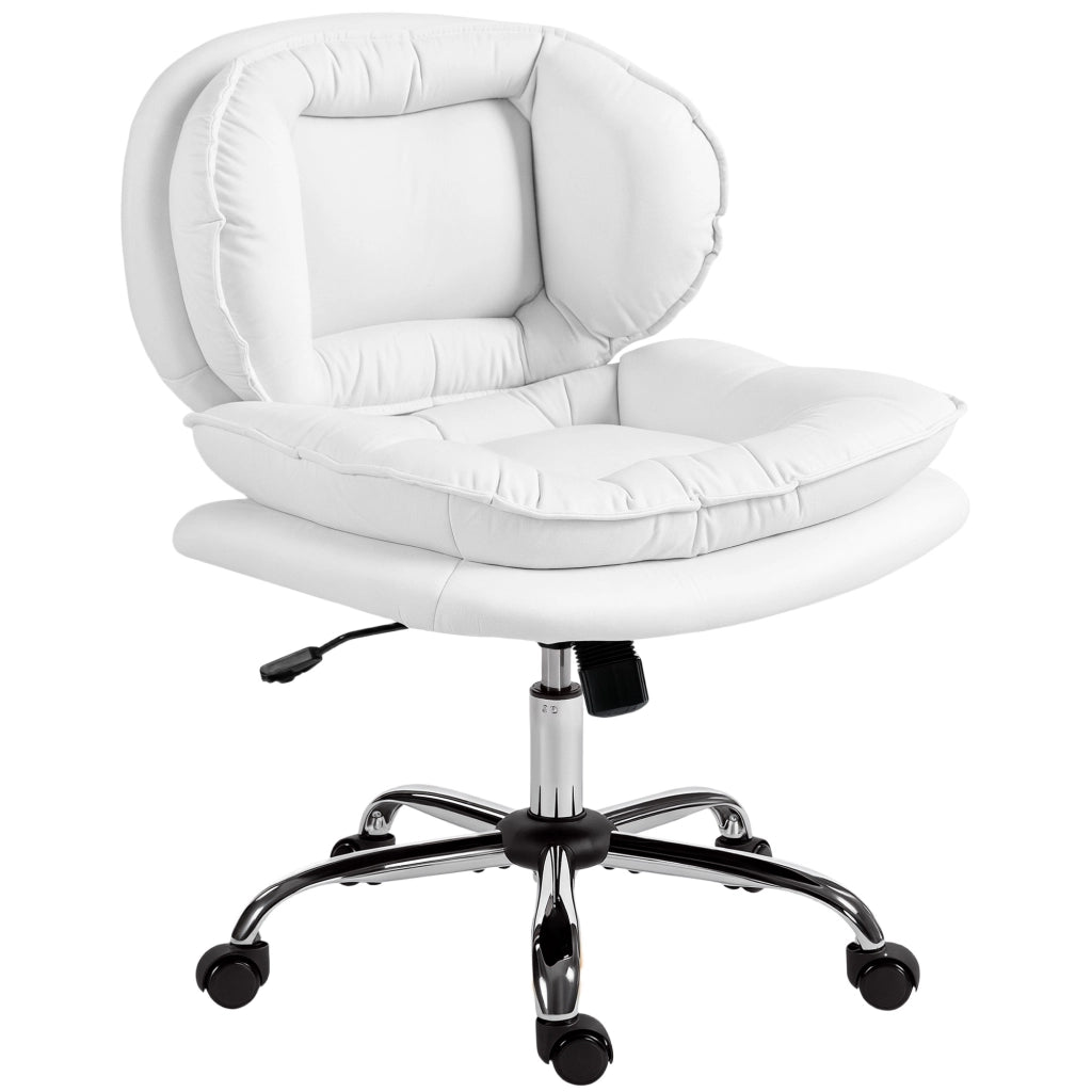 Sedia da Ufficio ¨C zephmum ¨C Imbottita Basculante in Tessuto Bianco