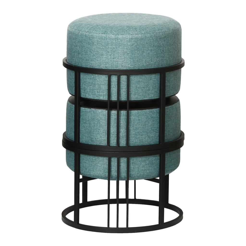 Set di 2 pouf impilabili design moderno e senza tempo multifunzionali rotondi verdi 03_0009696