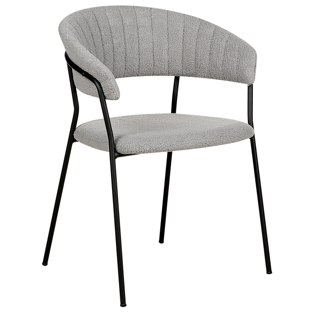 Set di 2 sedie da pranzo moderne Seduta imbottita in velluto grigio con braccioli Schienale curvo Design moderno e contemporaneo