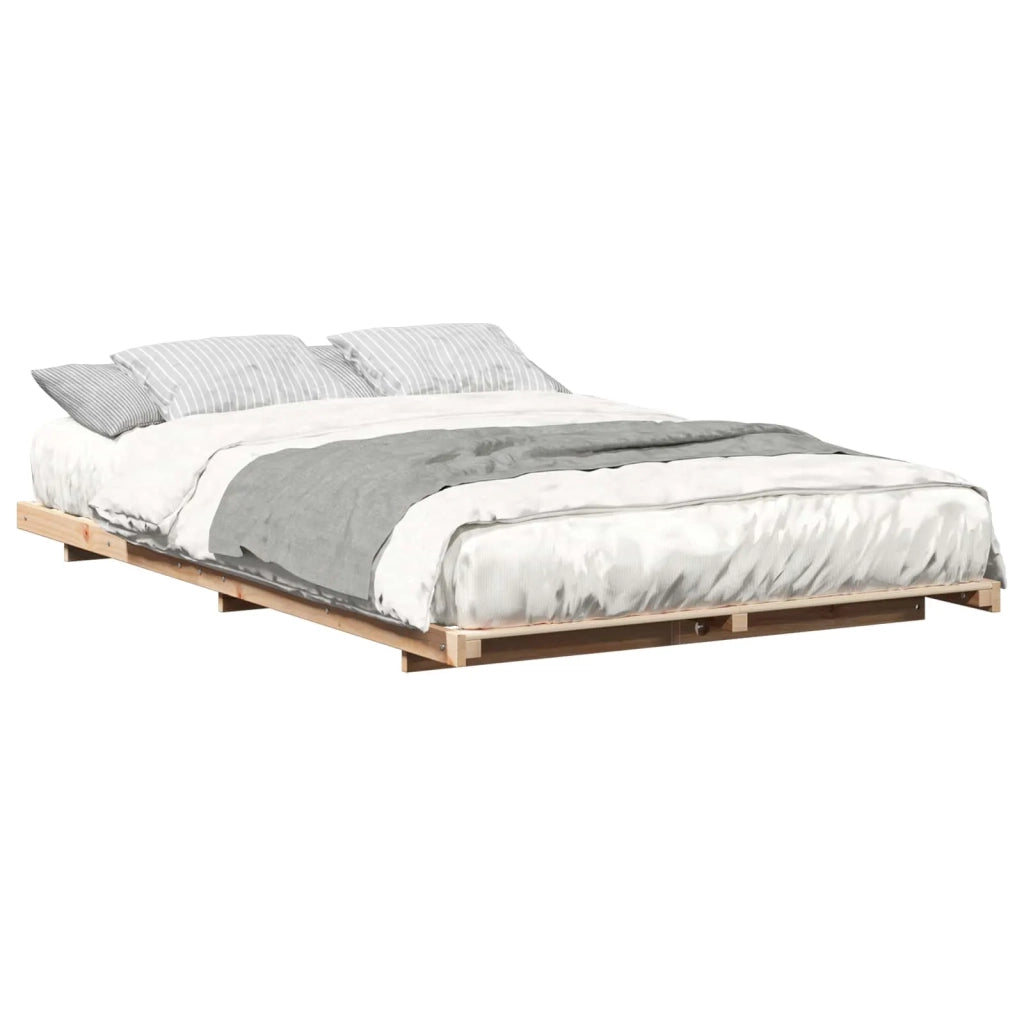 Struttura del letto Marrone 135 x 190 cm Pino massello 873079
