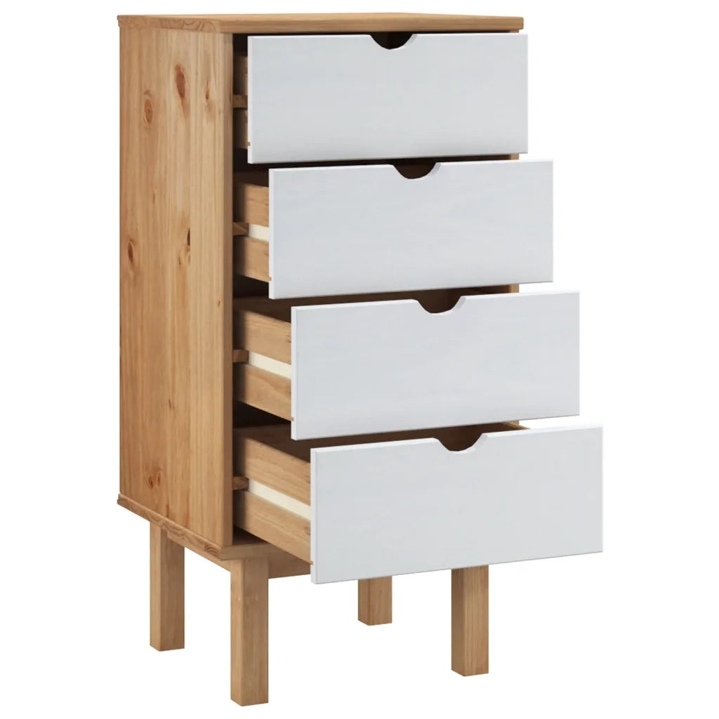 Cassettiera OTTA Marrone e Bianco 45x39x90 cm in Legno di Pino 348581