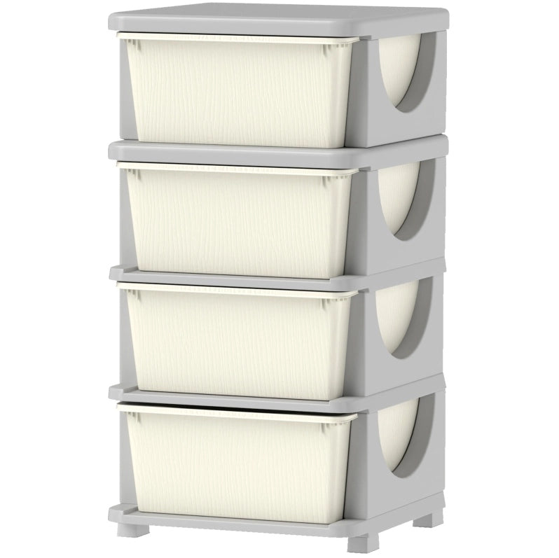 Cassettiera per bambini con 4 cassetti, plastica, 37×37×76 cm