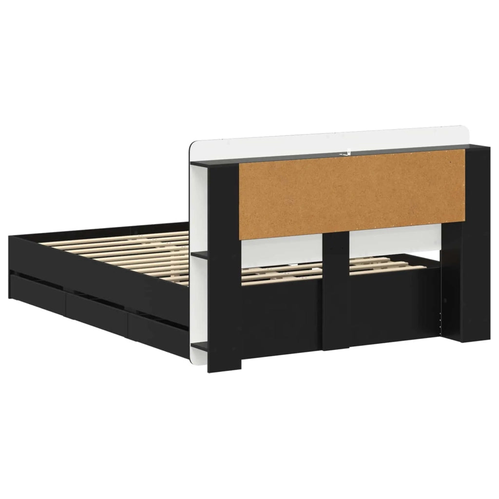 Struttura del letto con stoccaggio e testata Nero 150 x 200 cm 3434052