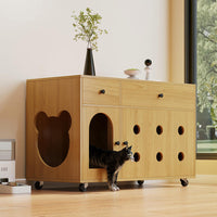 Casa lettiera per gatti - Xylo - 100x45x66cm legno naturale