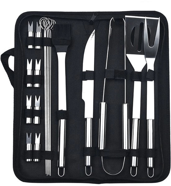 Set di barbecue 14 pezzi in acciaio inossidabile Set di barbecue 18 pezzi per cucina all'aperto Attrezzatura da barbecue
