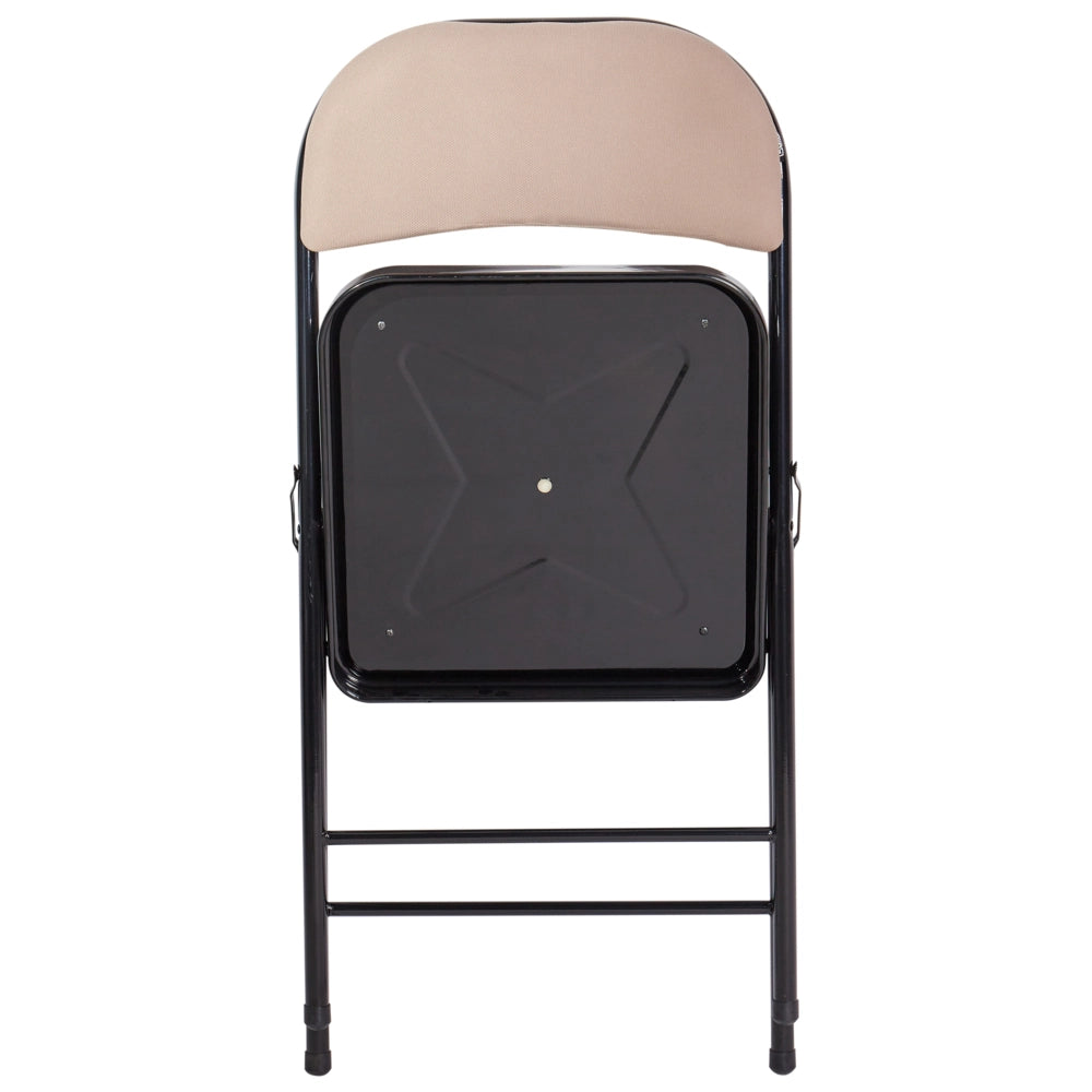 Set 4 Sedie Pieghevoli in Metallo beige e nero sedile e schienale imbottiti