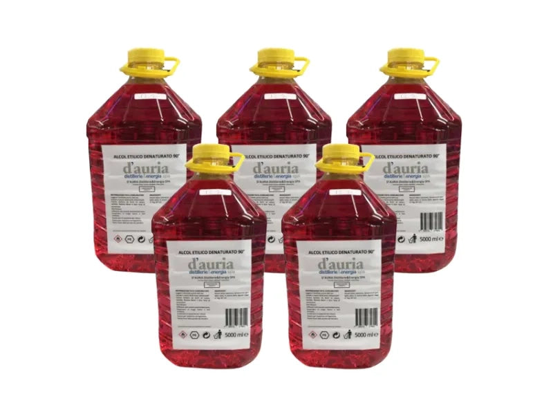 5 Pezzi Alcol Etilico Denaturato D'Auria 90° Rosa 5 L