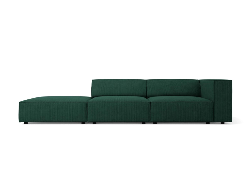 Cosmopolitan Design - Divano sinistro "Arendal" 4 posti in ciniglia con effetto a coste verde bottiglia 