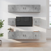 Set Mobili Porta TV 8pz Grigio Cemento in Legno Multistrato 3188674