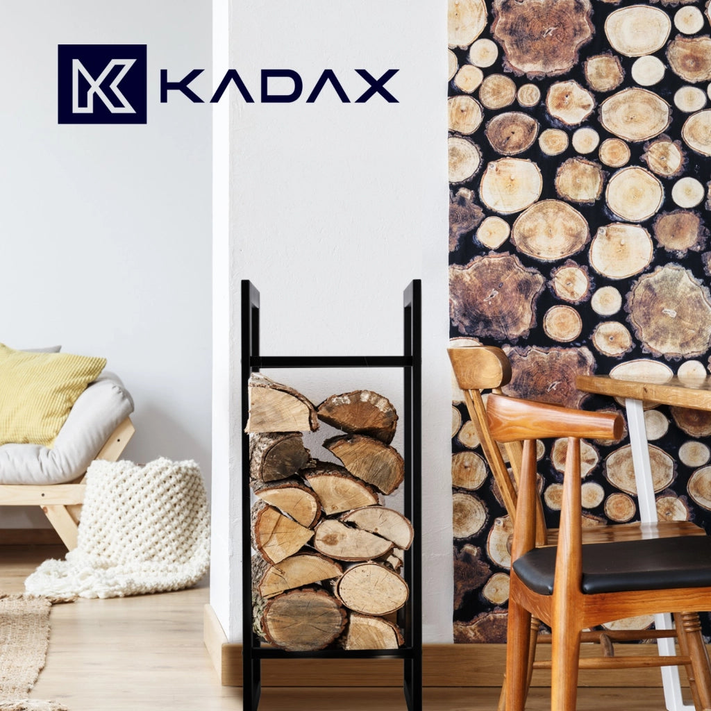 KADAX Supporto per legna da ardere in metallo, ampio ripiano solido, 90 cm