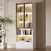 Vetrina Alta con LED ¨C MINIMAL ¨C Bianco, Legno, 80x34x180