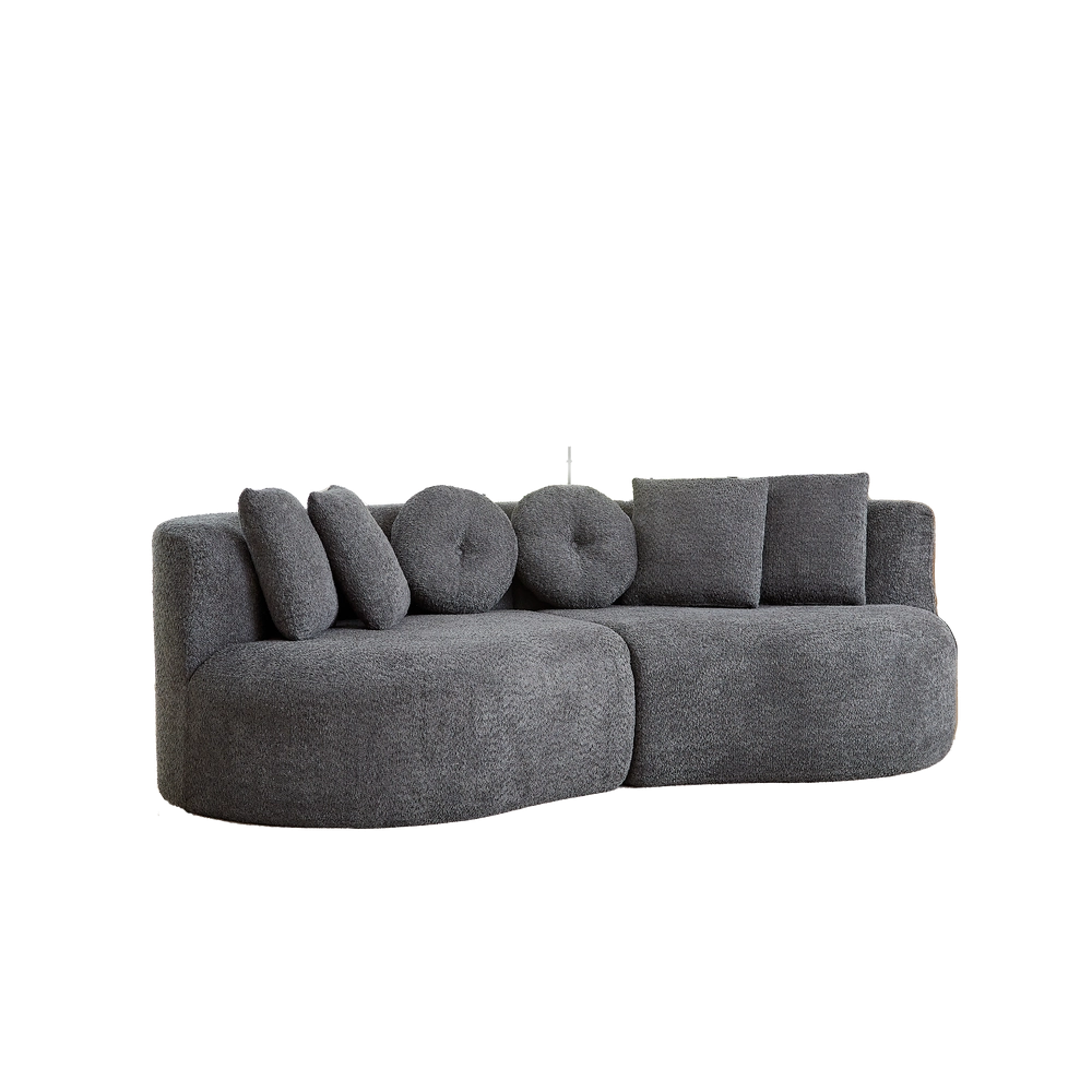 Divano modulare in tessuto Chenille ¨C Minimal ¨C Grigio antracite senza braccioli con 6 cuscini