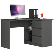 Scrivania angolare AKORD B16 Grigio Grafite 124 cm 3 cassetti 124x85x77 cm Modello a destra